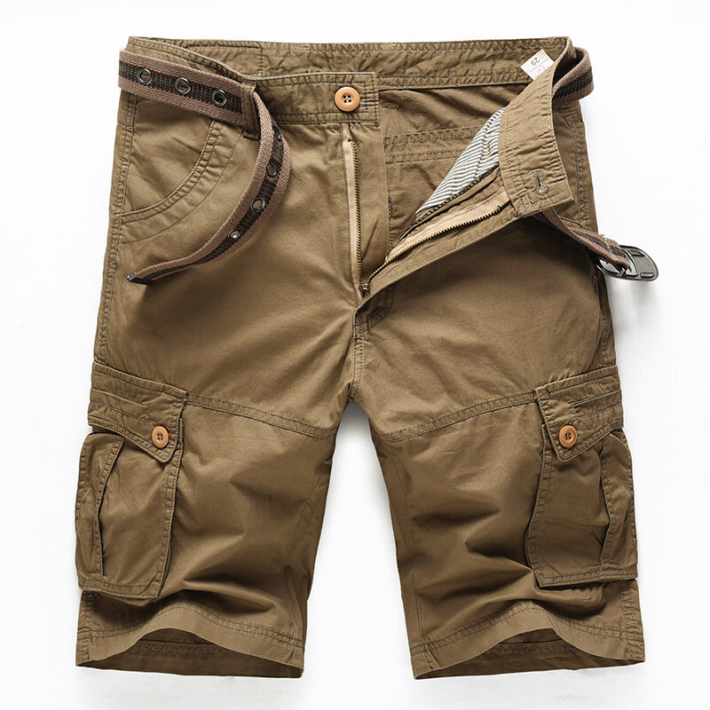 ançais: Shorts d'été décontractés en coton pour hommes avec poches multiples, couleur unie, amples et respirants pour profiter de l'été en plein air.