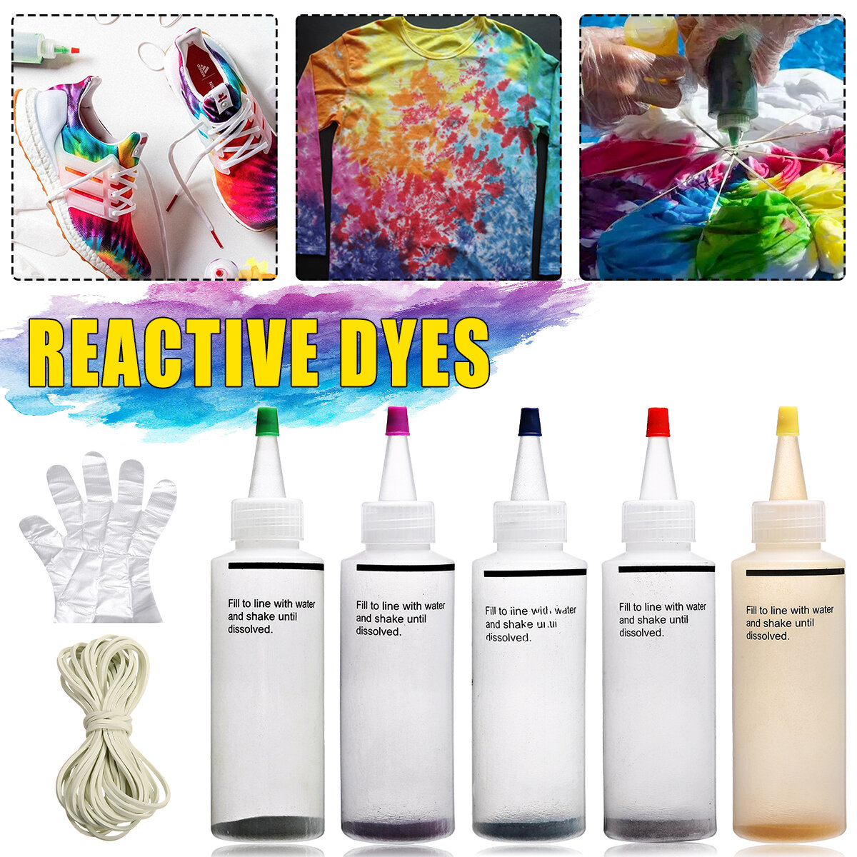 Tie Dye DIY Kit 5 kleuren Stof Textiel Shirts Verven Permanente verf voor kleding Shirt Jurk Zelfgem