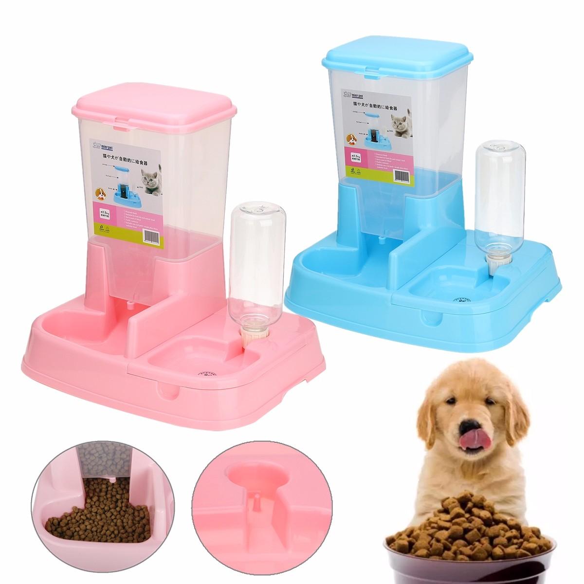 Pet Cat Dog Automatic Water Drinker Dispenser Food Feeder Dish Bowl Bottle Pet Bowl