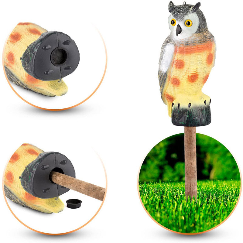 

Realistic Owl Decoy Statue Elbow Owl Bird Pigeon Crow Scarer Scarecrow Simulation Garden Yard Protecter