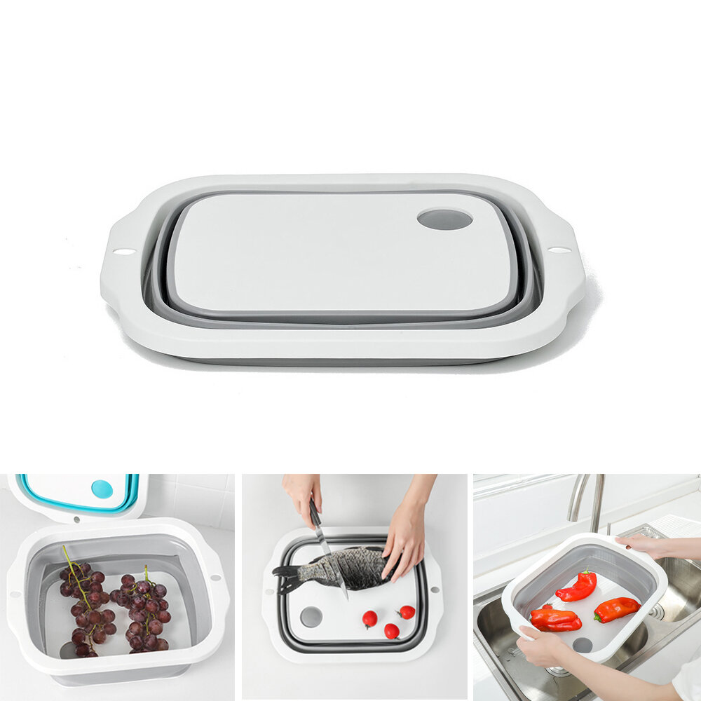 Planche à découper multifonctionnelle IPRee® avec panier pliable pour laver les fruits et légumes, organiseur de cuisine portable