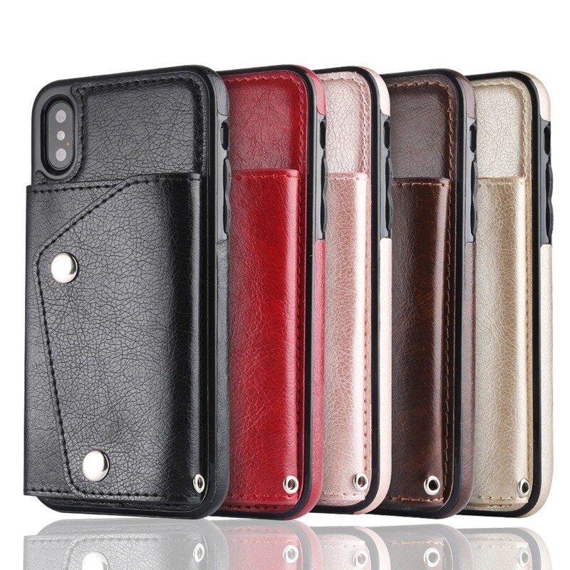 Bakeey Luxury Genuine Leather Multiple Cards Slot Wallet Holder Shockproof Protective Case for iPhone X/XS iP XR iP XS Max iP 8 iP 8P iP7 iP7 Plus