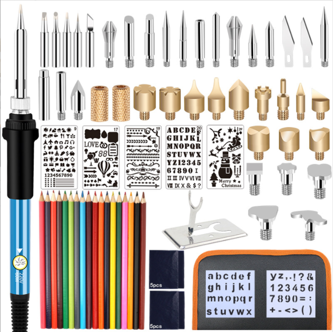 

71 Pieces Adjustable Temperature Electric Soldering Iron Pyrography Tool Carving Pyrographer Pen Wood Burning Kit