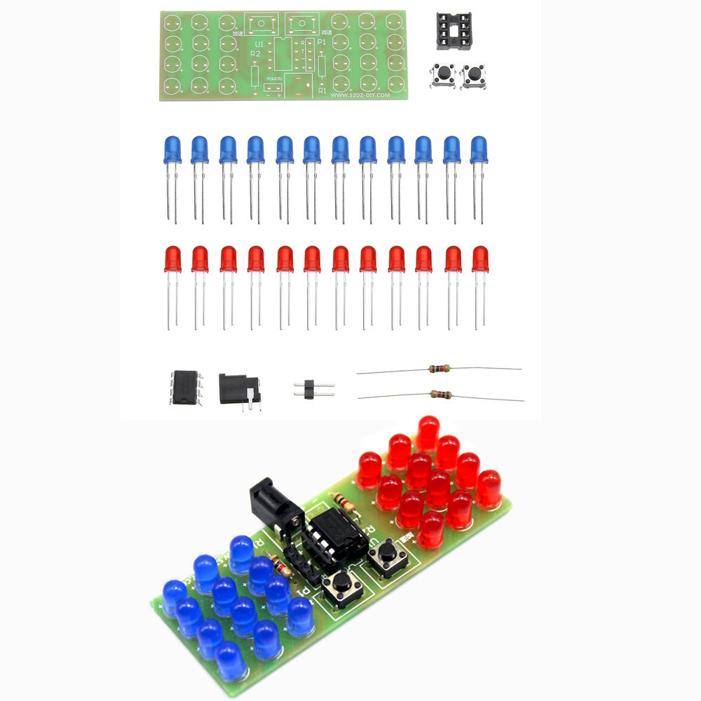 3 stks DIY twee kleuren LED Thunderbolt Flash Kit onderwijs Kit