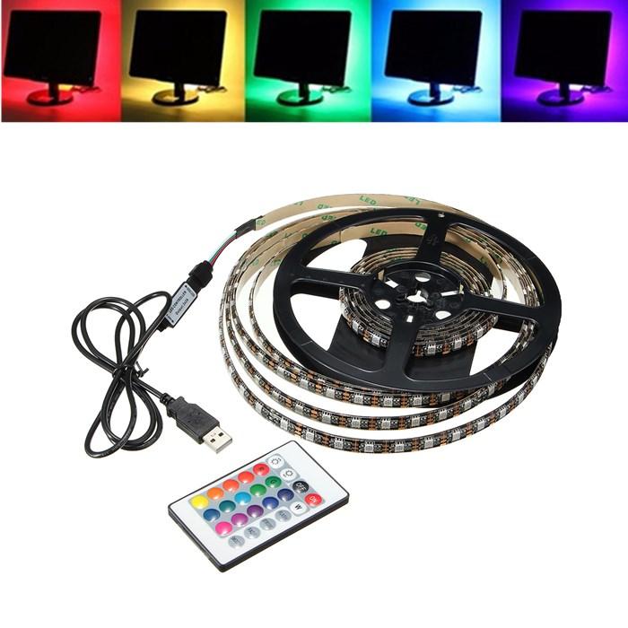 1M 2M 3M 4M Waterproof 5050 RGB LED USB Strip Light TV Backlilghting Kit + 24Key Remote