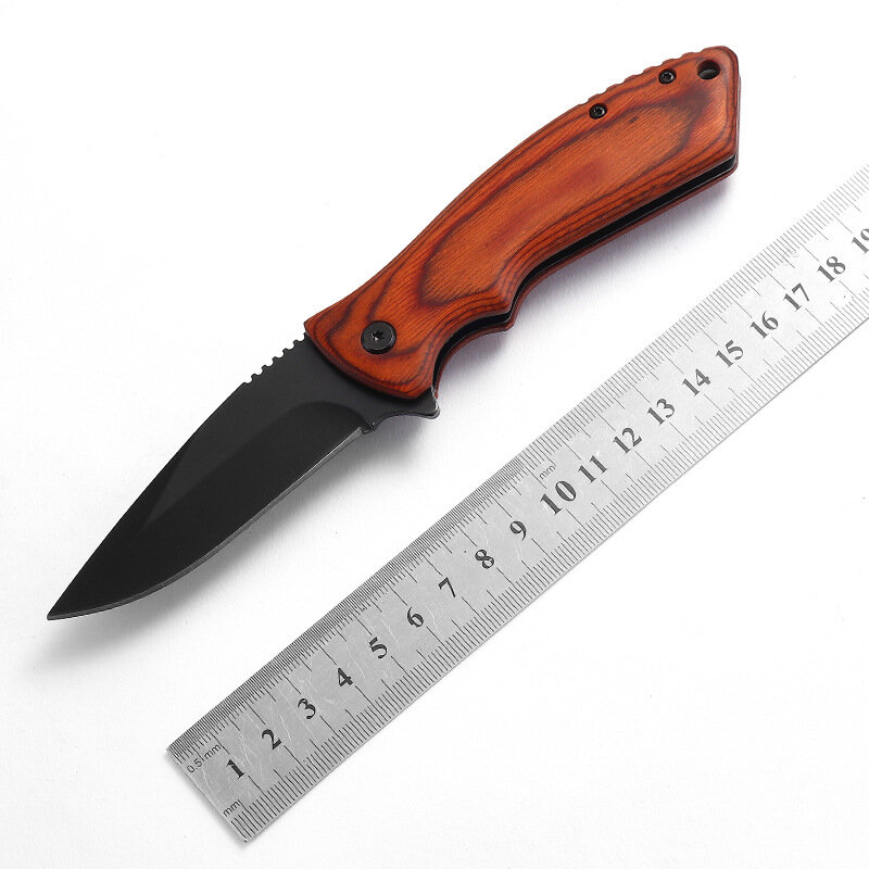 

VOLKEN VK-5940 EDC Folding Pocket Knife Survival Tactical Knife Wooden Handle Combat Camping Knife Multi tool with Back
