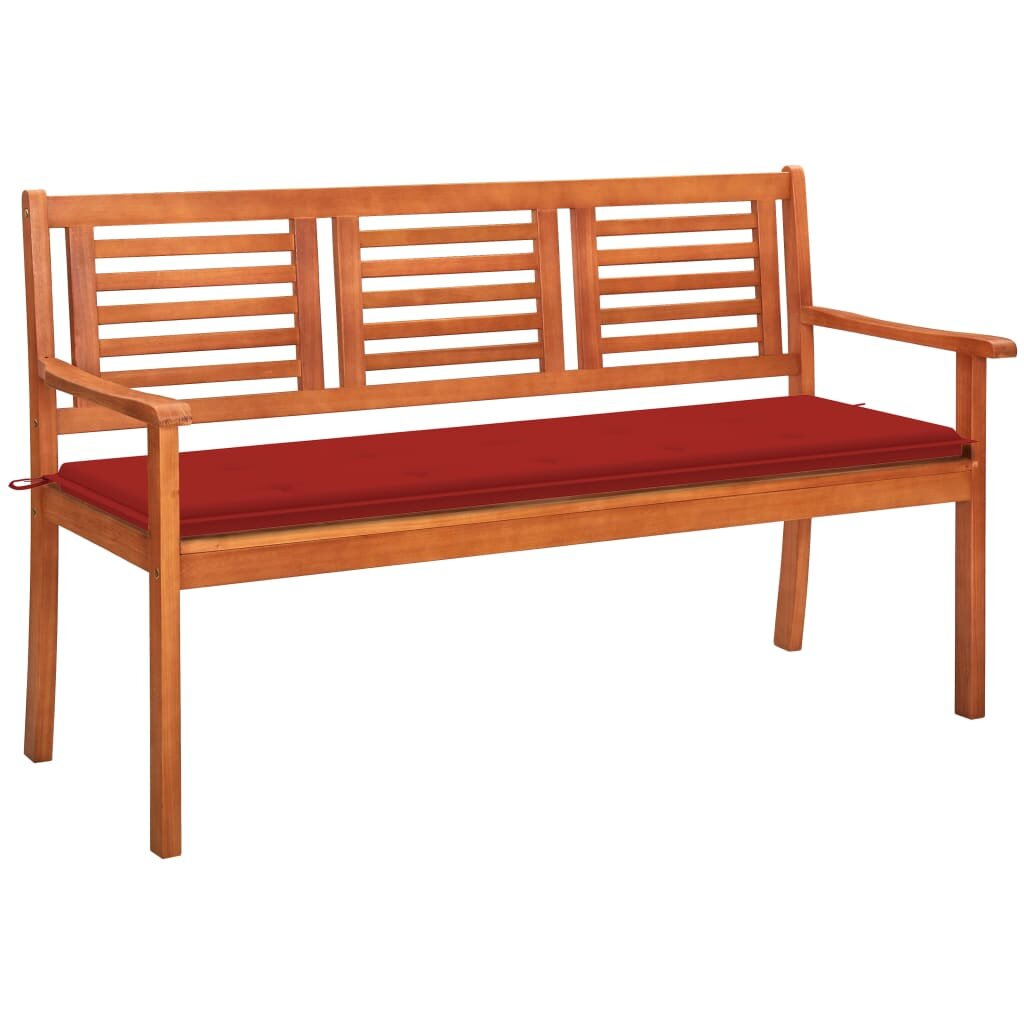 

3-Seater Garden Bench with Cushion 59.1" Solid Eucalyptus Wood