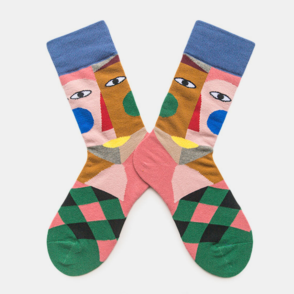 Paar herfst- en wintersokken Color Art Tide Abstract Clown Fashion Street sokken