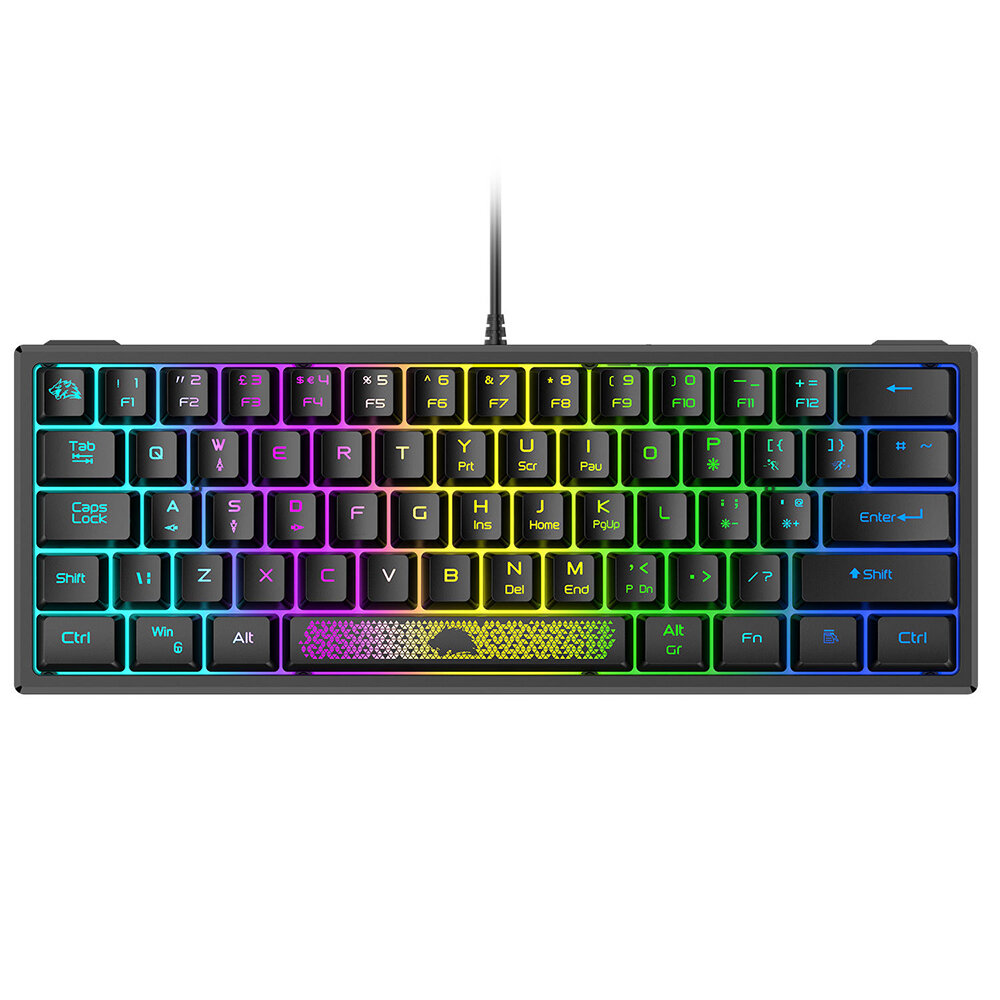 ZIYOULANG K61 Keyboard 60% Compact 62 Keys USB Wired RGB Backlit Gaming Keyboard for Office Gamers