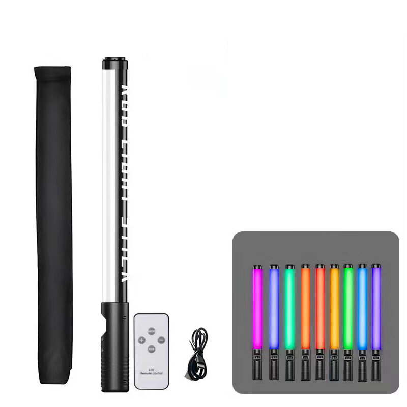 XANES? RGB Colorful LED Lightsaber Stick Fill Light USB Rechargeable Handheld Flash Light Stick Spee