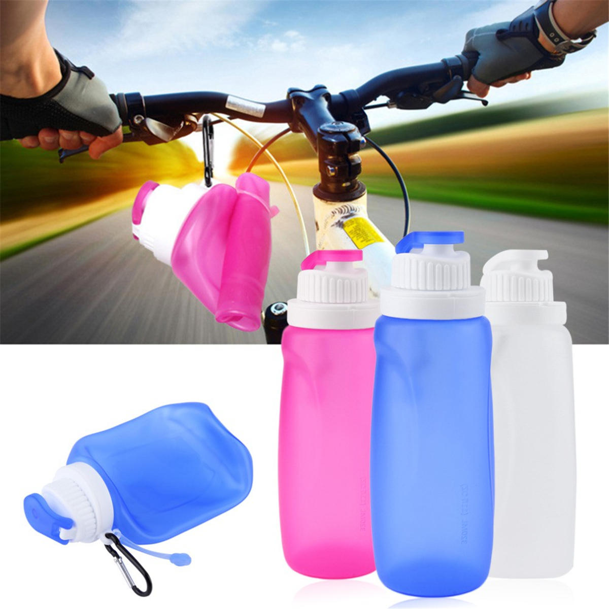 320ML Pieghevole Silicone Pieghevole Soft Bottiglia d'acqua Sport all'aria aperta Viaggi escursionismo