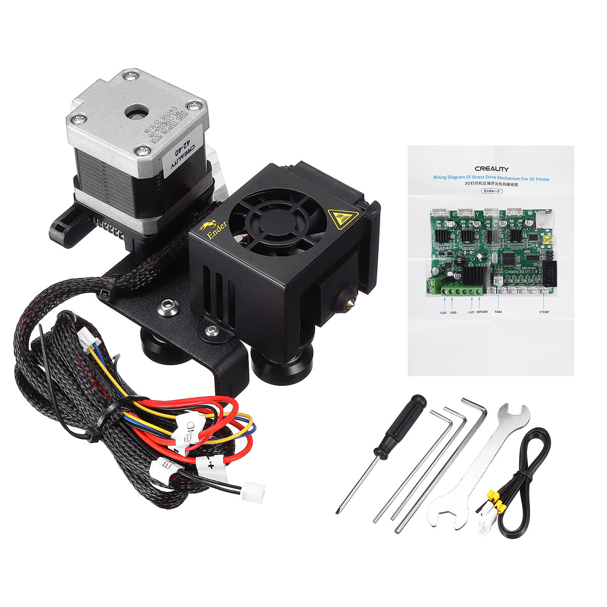 Creality 3D Ender－3 Direct Extruding Mechanism Complete Extruder Nozzle Kit with Stepper Motor