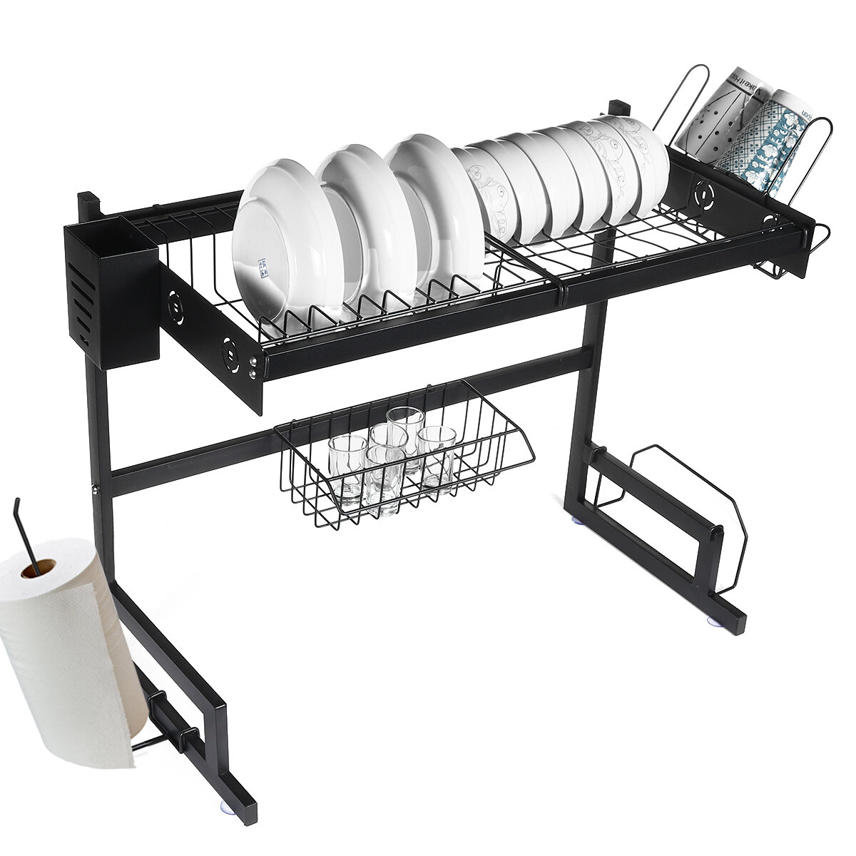 65/85cm Kitchen Dish Rack Sink Dish Drying Drain Shelf Tableware Cup Bowl Storage Tray Holder Organi