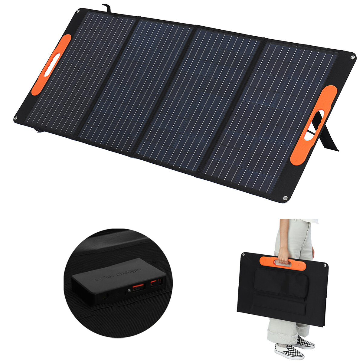 120 W Solar Panel plegable Bolsa Puerto de salida 4 en 1 Portátil Solar Generación de energía Bolsa Portátil de carga al aire libre cámping Viaje