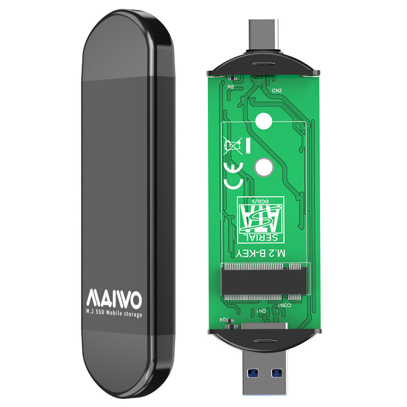 MAIWO M.2 SATA SSD Enclosure 2 In 1 USB3.0 Type-C Dual Port 420Mb/s for B Key B+M Key SATA NGFF SSD