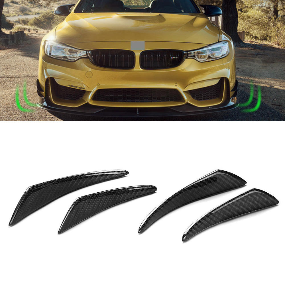 Real Carbon Fiber Side Fins Canards Auto Stickers 4PCS voor Mercedes-Benz / BMW / Audi / Lexus