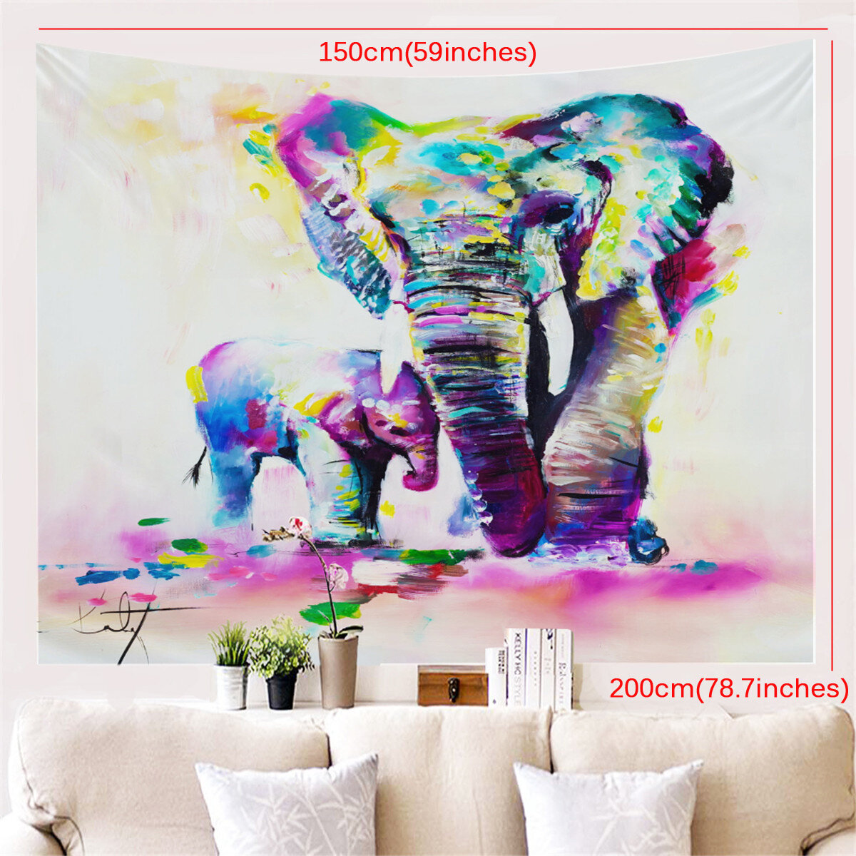 Kleurrijke kleurstof olifant wandtapijt muur opknoping hippie wandtapijten gekleurde gedrukte decora