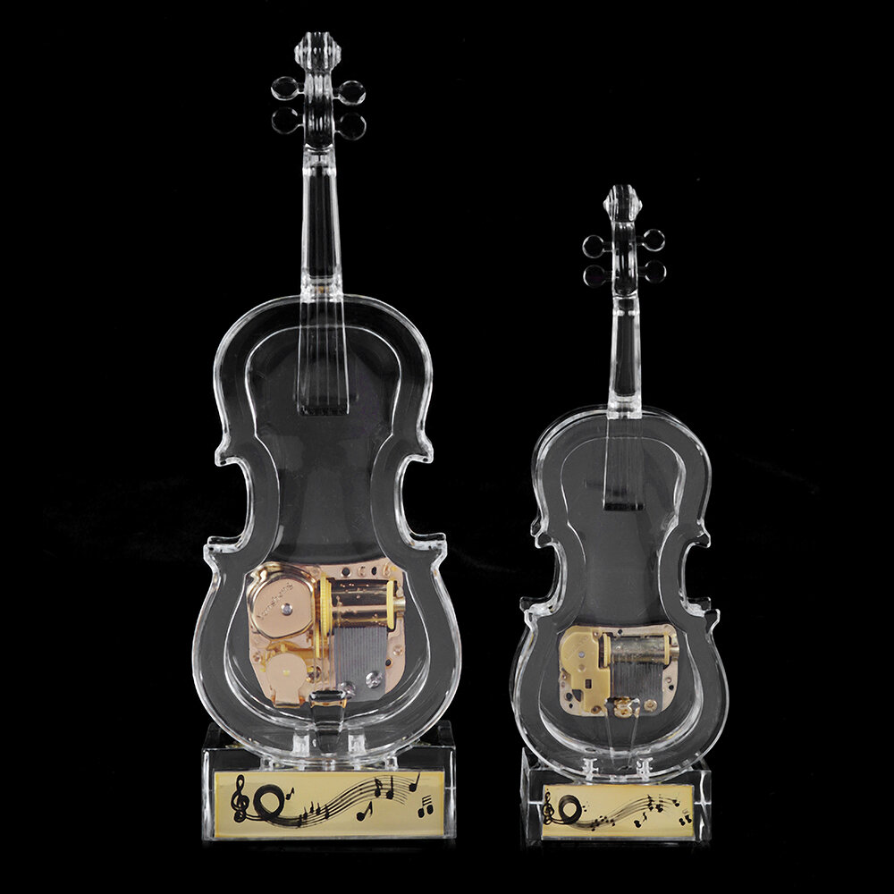 Mechanical Wind-up Violin Shape Music Box Home Decoration Birthday Gifts