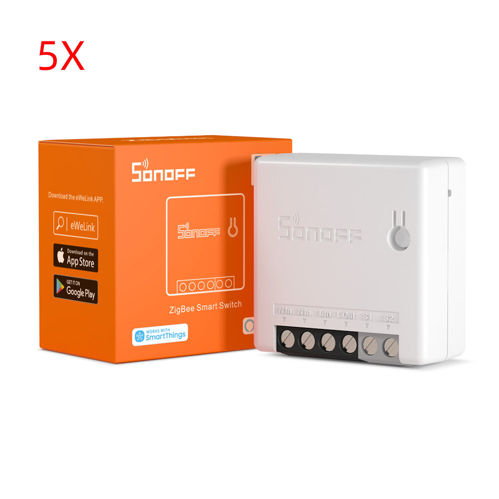 5pcs SONOFF ZBMINI Zigbee3.0 Two-Way Smart Switch APP Remote Control via eWeLink Support SmartThings Hub Alexa Google Ho