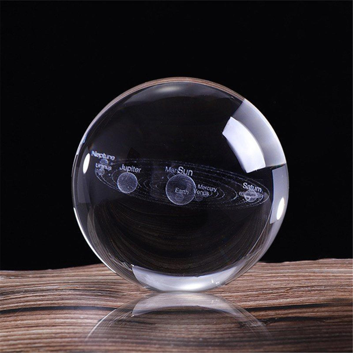 

6см выгравированы Солнечная система мяч 3D миниатюрные планеты модель хрустальный шар украшения + подставка