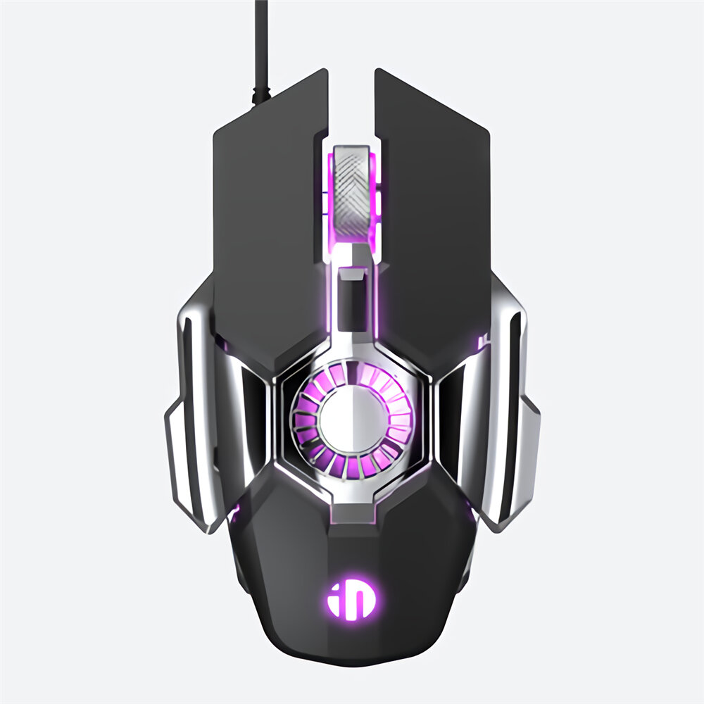 

Inphic X7 Wired Cooling Fan Mouse Macro Programming 7200DPI 6 Buttons Ergonomic RGB Backlight Optical Gaming Mice for Co