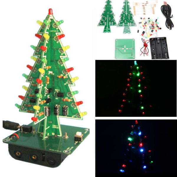 3 stuks Geekcreit? Kerstboom LED Flash Kit Drie Kleur Versie 3D DIY Elektronische Learning Kit