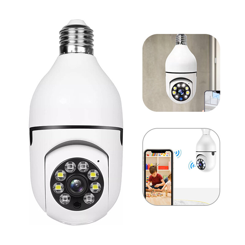 E27 Bulb WiFi Surveillance Camera Wireless Night Vision Auto Human Tracking Cam Home Panoramic Security Protection Monit