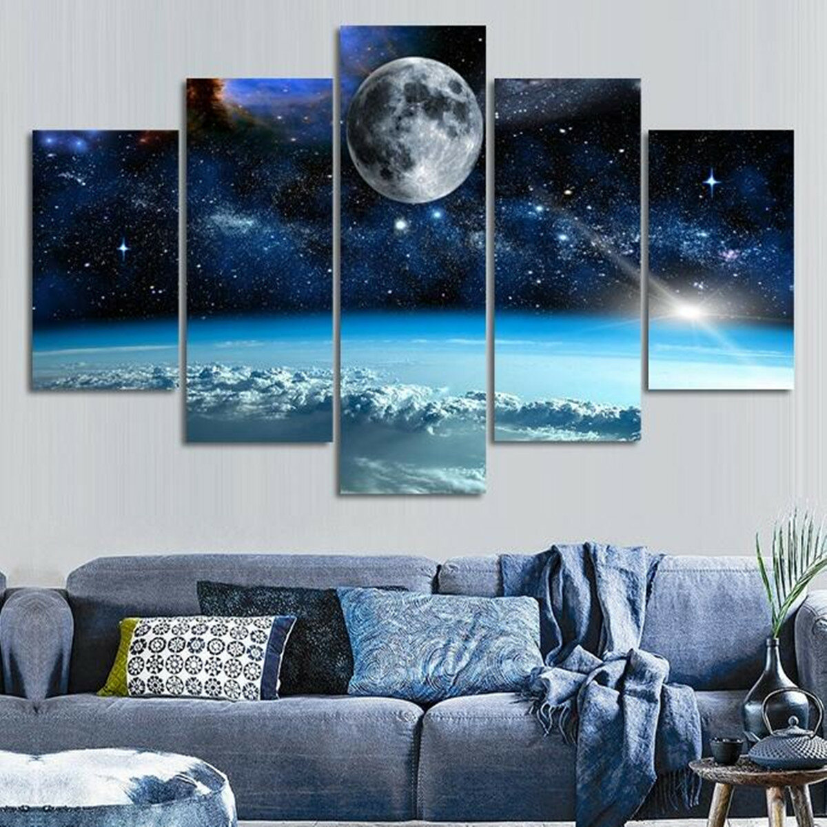 

5Pcs Canvas Print Paintings Universe Wall Decorative Printing Art Pictures Frameless Wall Hanging Decorations for Home O