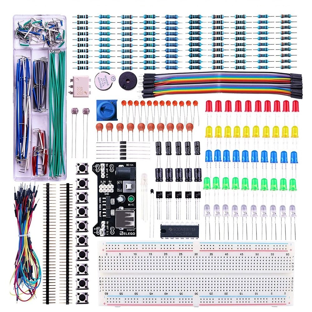 

Aoqdqdqd® Upgrade Electronic Fun Kit with Power Module,Potentiometer, 830 Junction Breadboard for Arduino Raspberry Pi,