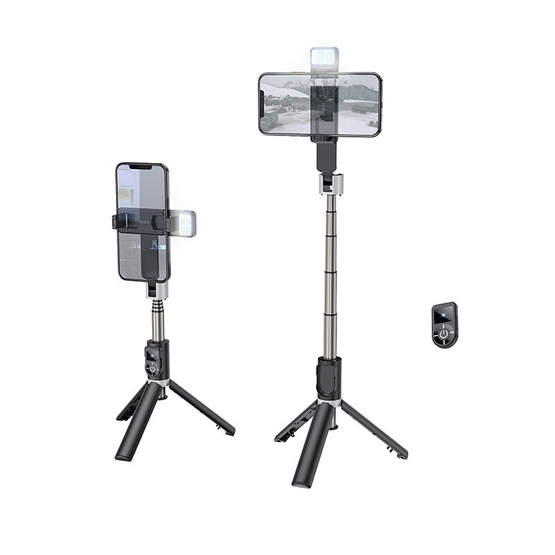 HOCO K16 All In One Portable bluetooth Remote Contol Selfie Stick 2-Gear Fill Light Telescopic Stret