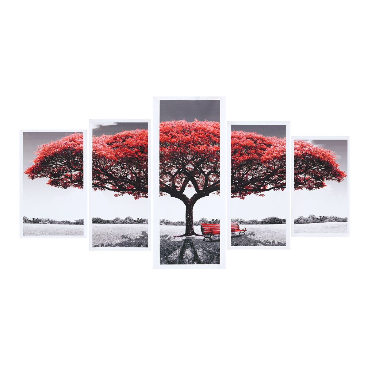 5Pcs Red Tree Canvas Paintings Wall Decorative Print Art Pictures Unframed Wall Hanging Home Office 