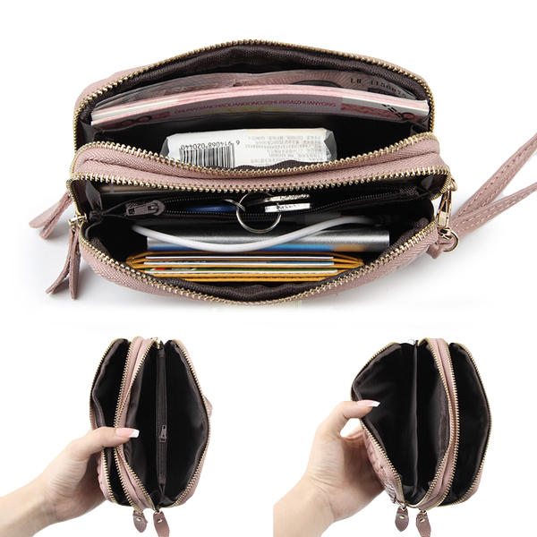 Women Stone Pattern Clutches Bags Double Zipper Long Wallet Card Holder 5.5'' Phone Purse