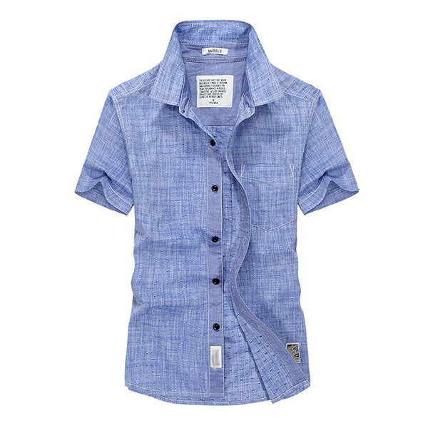 Summer casaul fashion short-sleeved cotton lapel men shirts Sale ...
