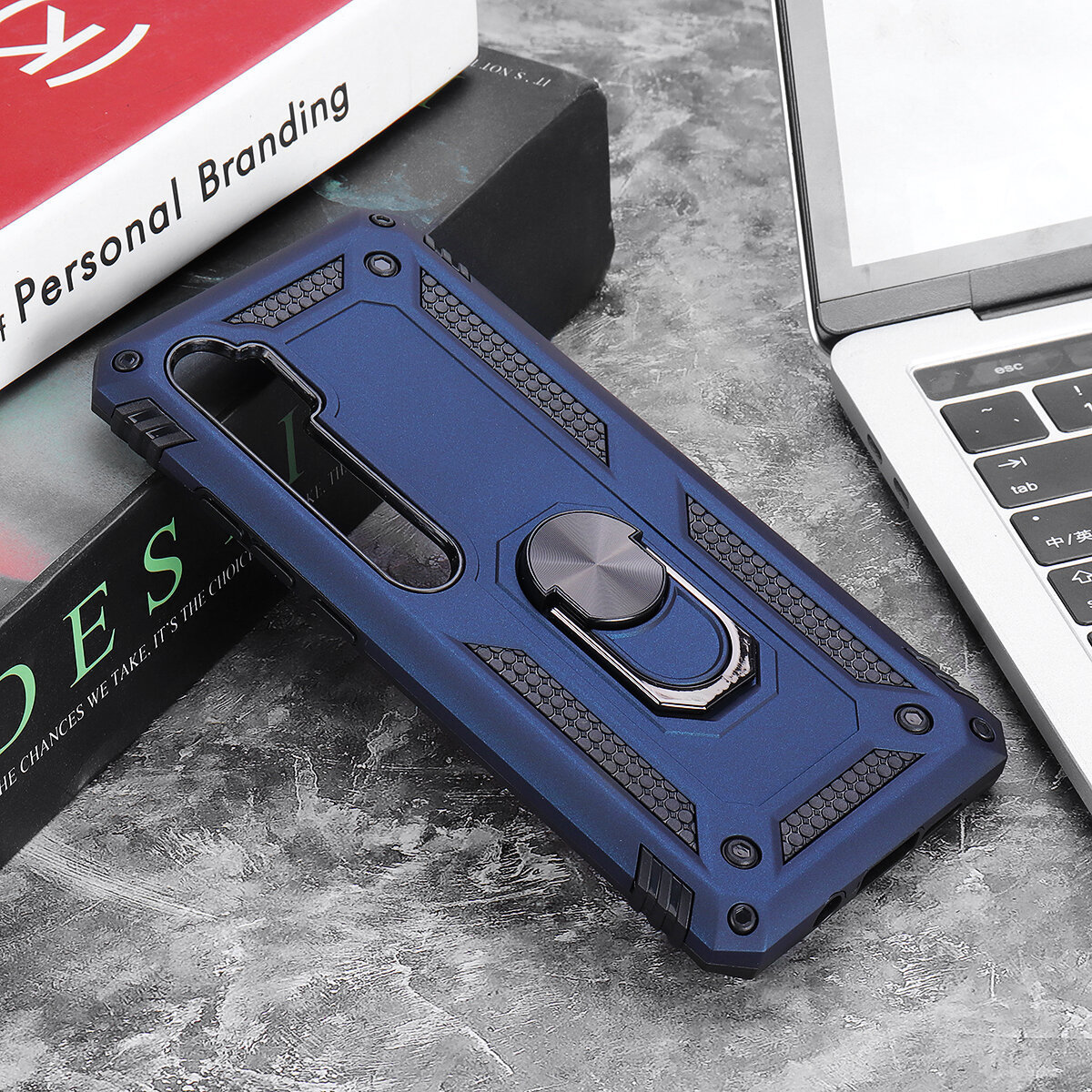 Bakeey for Xiaomi Mi Note 10 Lite Case Armor Magnetic Shockproof with Finger Ring Holder Stand PC Pr