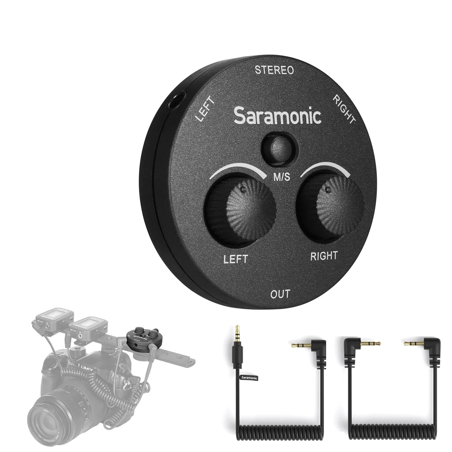 Saramonic AX1 Audio Adapter 2-Kanaals Microfoon Batterijloos voor DSLR Mirrorless Video Cameras Smar