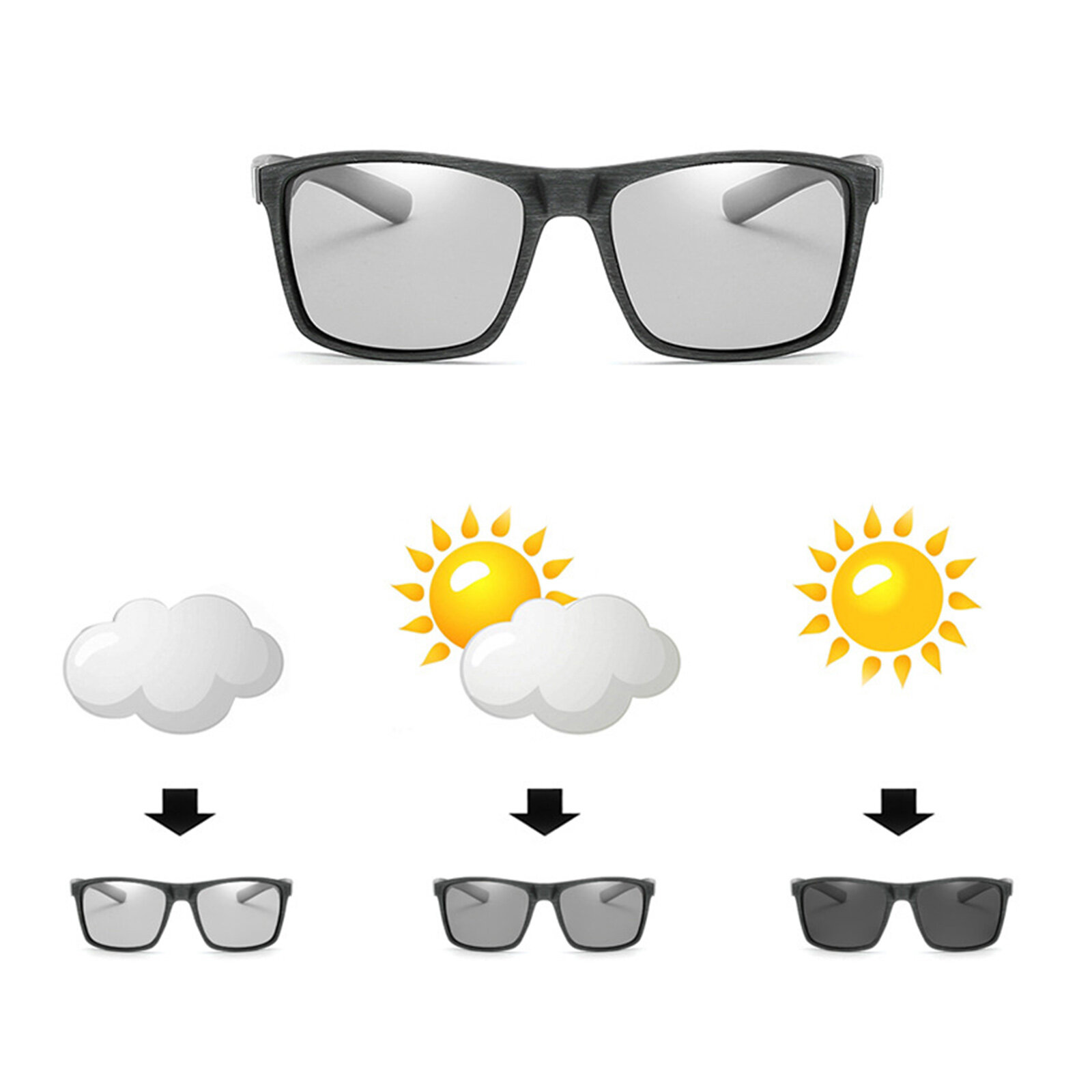 Men Photochromic Sunglasses Sports Driving Outdoor Sunglasses