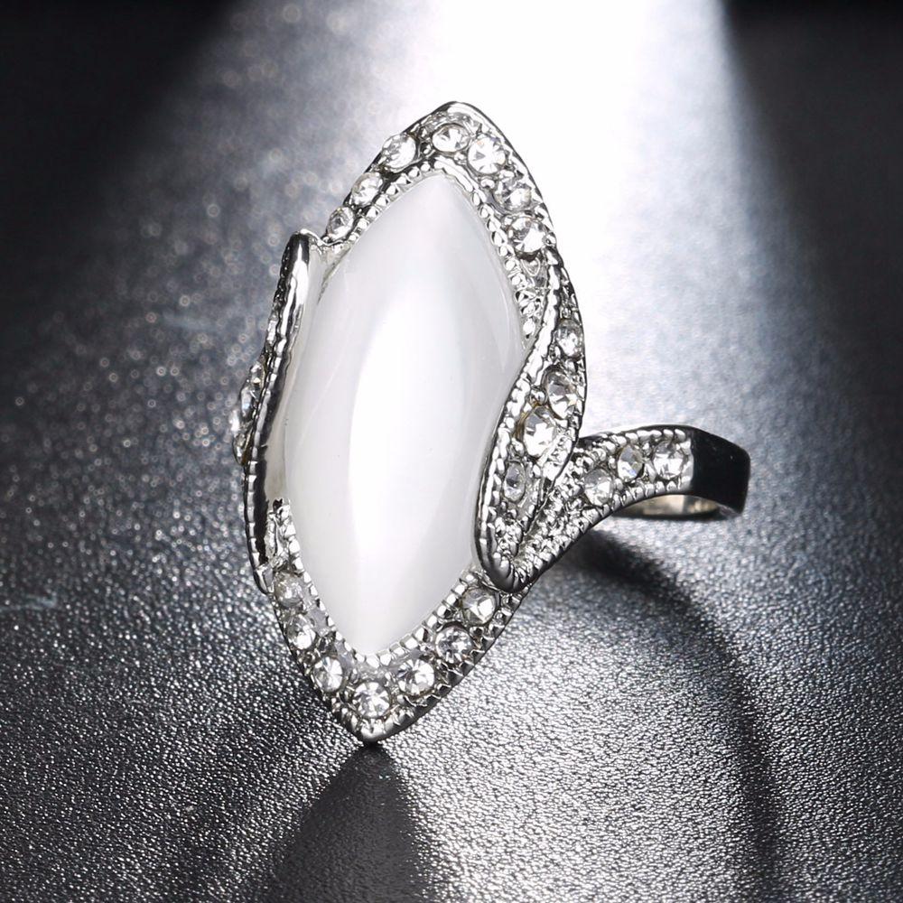 

Богемианское белое смоловое кольцо для пальцев Винтаж Rhinestone Oval Opal Geometric Rings Jewelry для Женское