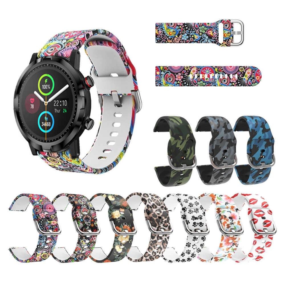 Bakeey 22mm Width Colorful Painting Comfortable Silicone Watch Band Strap Replacement for Haylou LS05S
