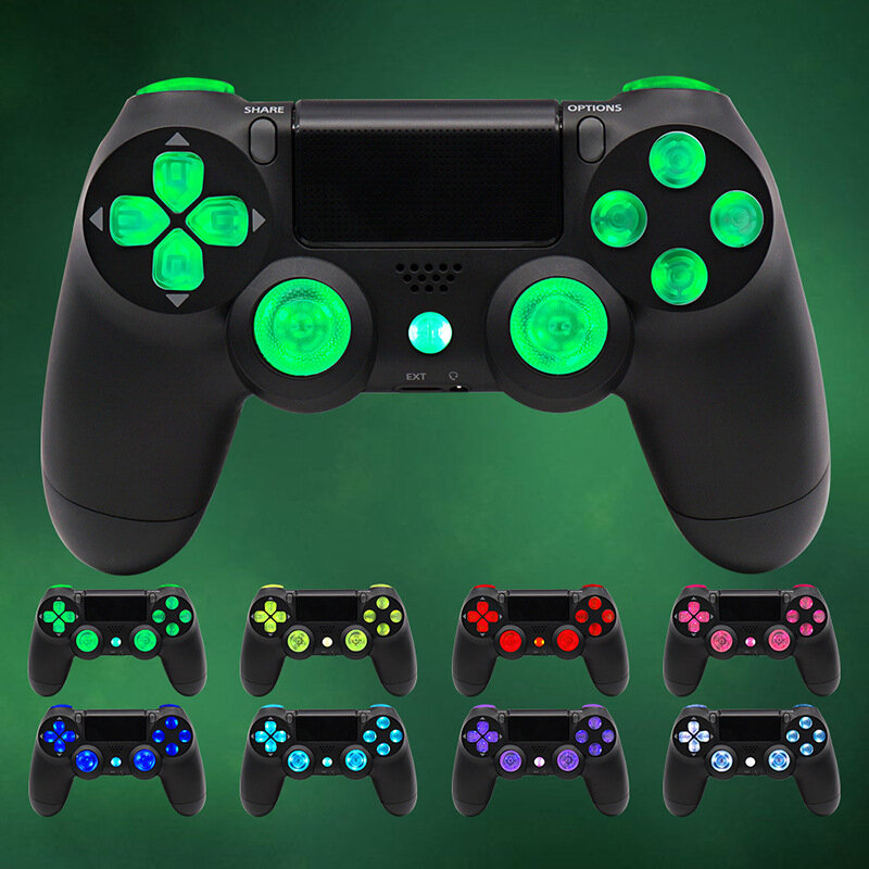 Replacement Multi-Colors Luminated D-pad Thumbstick ABXY Button LED Kit for for PS4 JDM-055 JDM-050 Wireless Gamepad Gam
