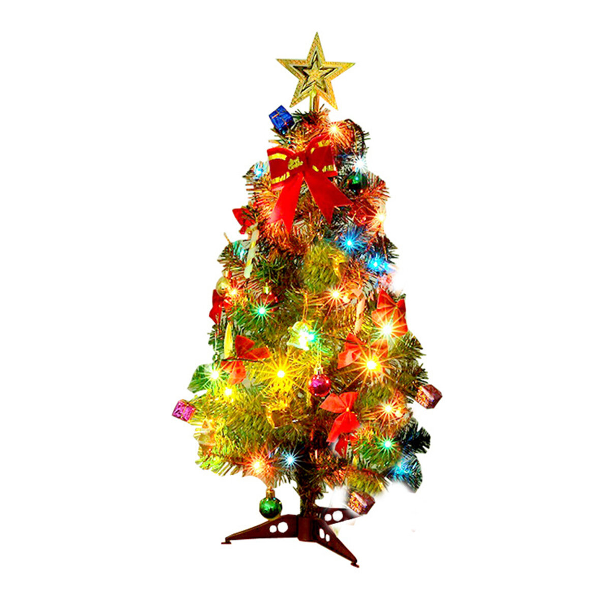 30cm/45cm/60cm Height Tabletop Xmas Tree Artificial Mini Christmas Pine Tree with Led String Light O