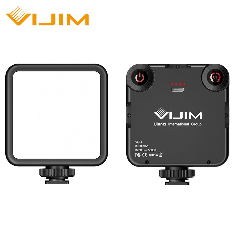 VIJIM VL81 3200k-5600K 850LM 6.5W Dimmable Mini Portable Vlog Fill Light LED Video Light With Cold Shoe Built-in 3000mAh