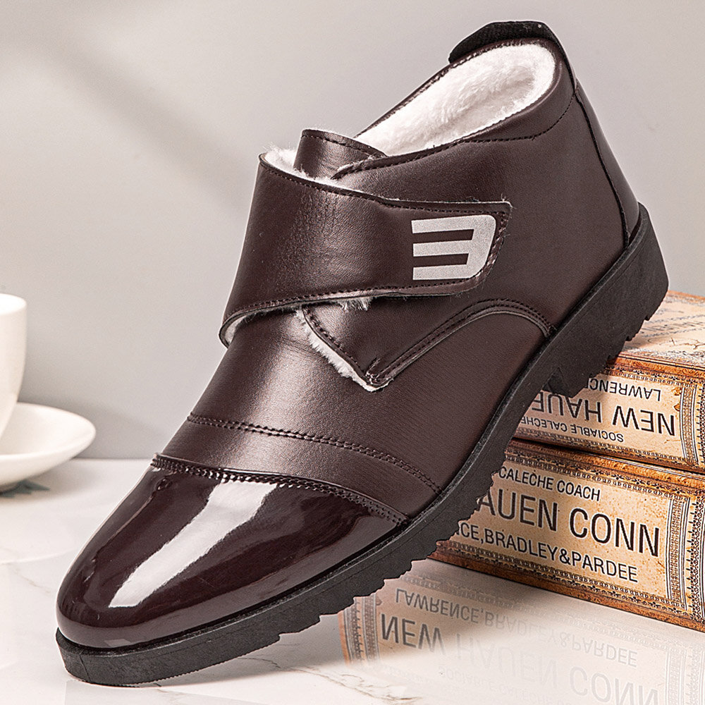Men Warm Lining Hook&Loop Casual Business Ankle Boots