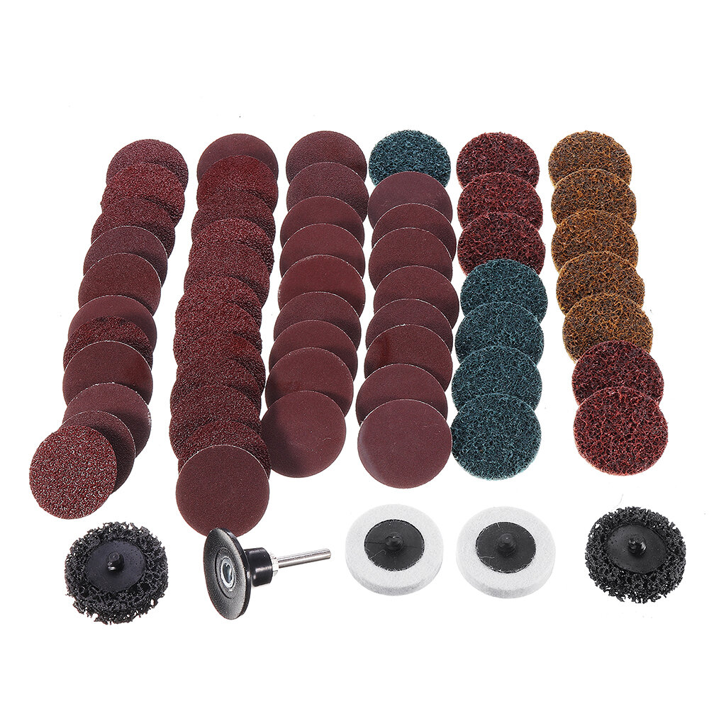 

60pcs 50mm Mix Sanding Disc Set 2 Inch Roll Lock Surface Coarse Sandpaper Pad with Holder