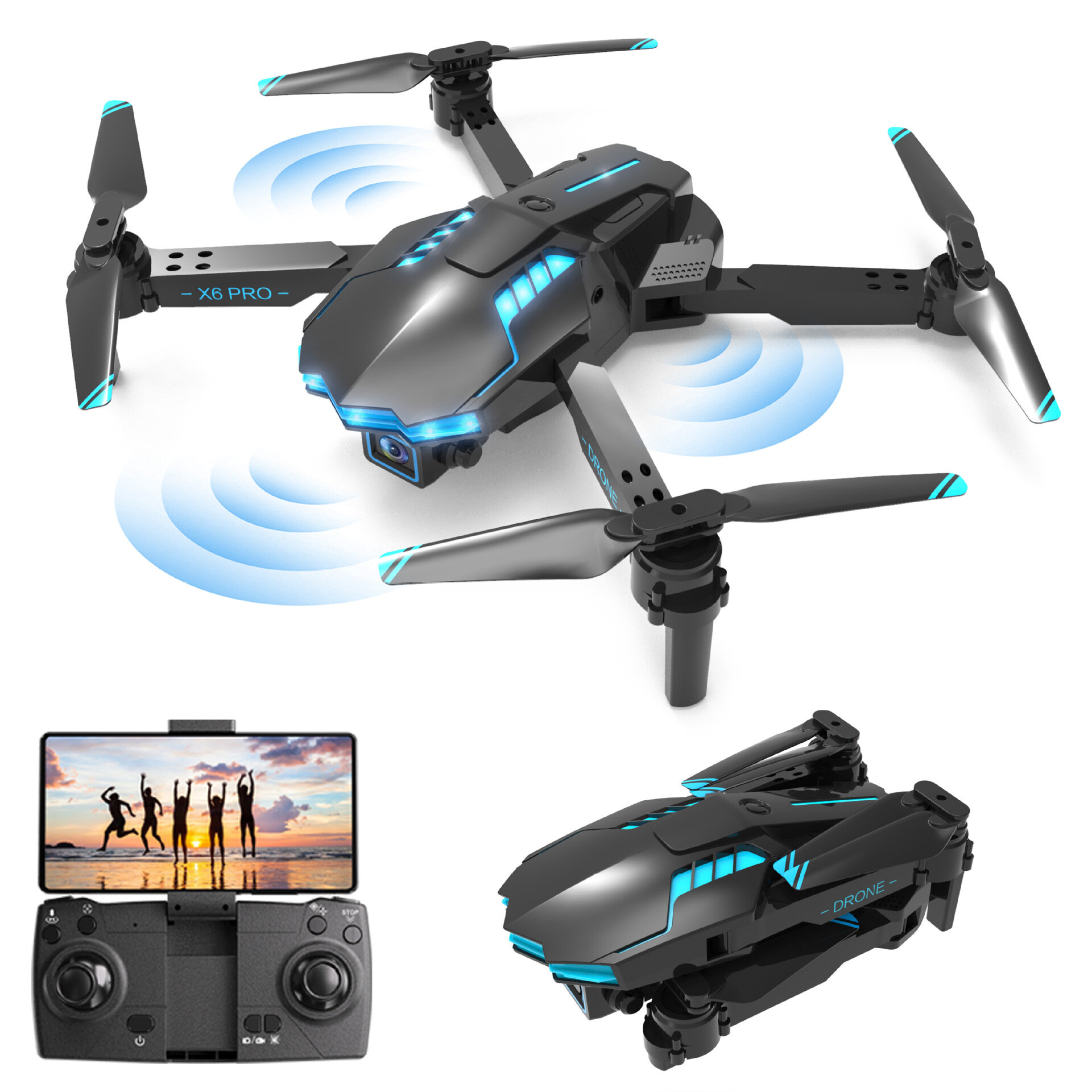 XKRC X6 PRO WiFi FPV WiFi FPV with Dual HD Camera 360° Obstacle Avoidance Optical Flow Positioning LED Foldable RC Drone