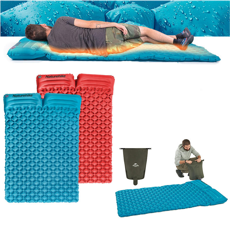 Naturehike NH17Q020 Double Moisture-proof Mat Camping Tent Inflável Sleeping Pad com travesseiro