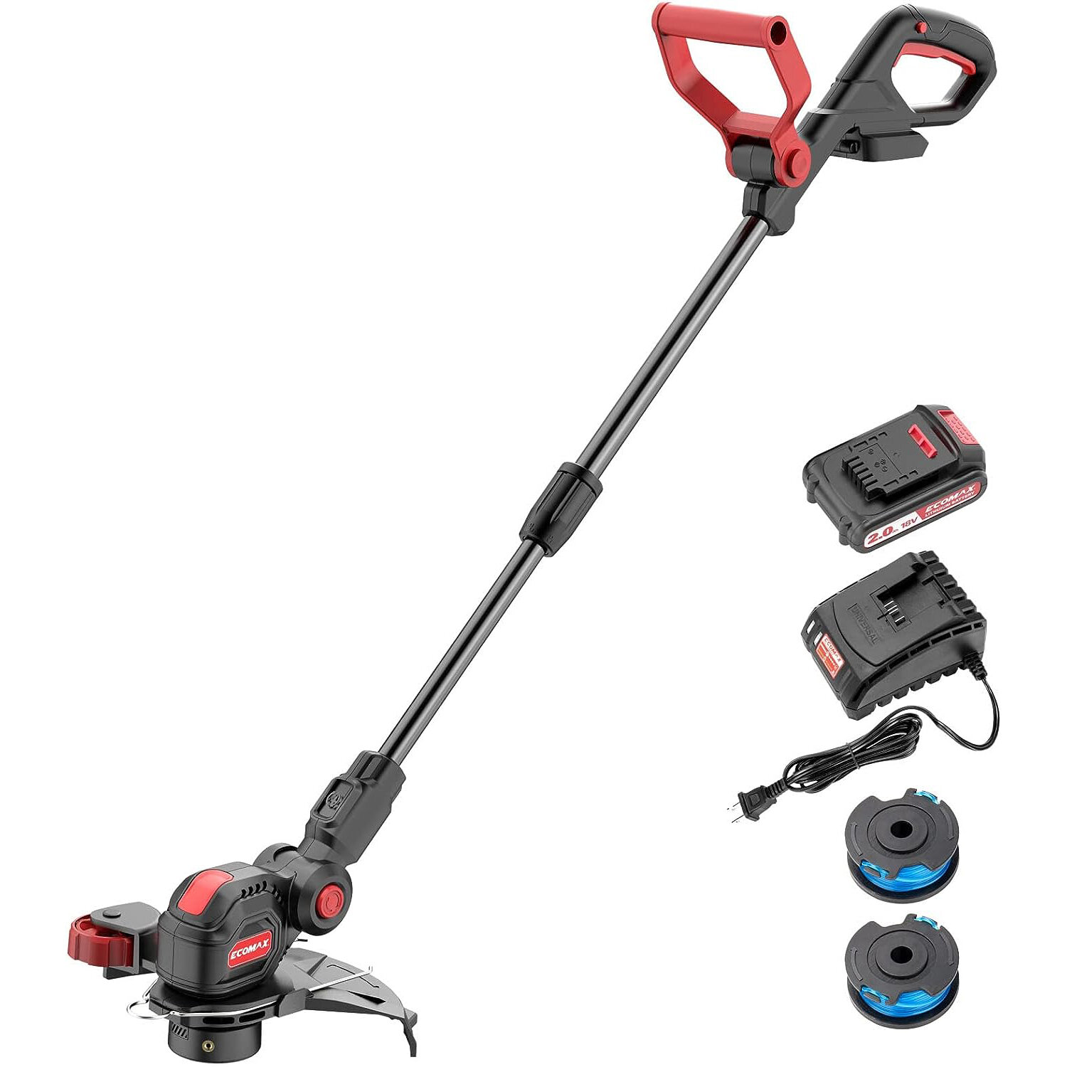 

[USA Direct] Ecomax 12" Cordless String Trimmer & Edger 18V Electric Weed Wacker with 2 Battery & Charger Lightweight We