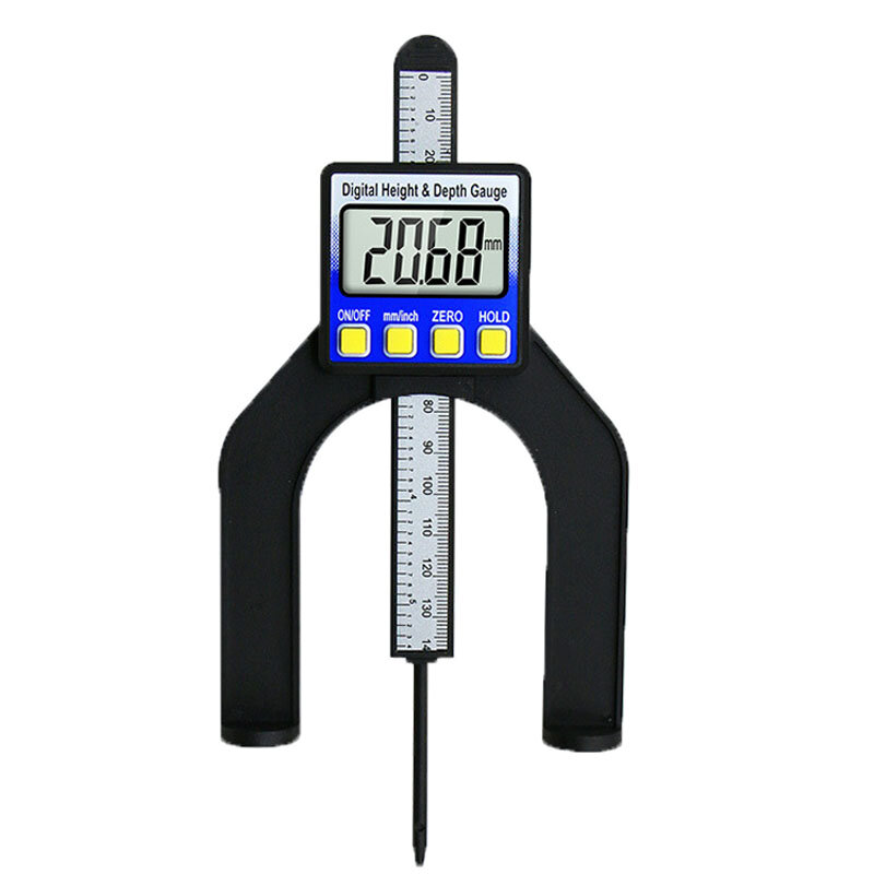 

0-80mm LCD Digital Height Depth Gauge Digital Tread Depth Gauge Calipers With Magnetic Feet Tables Woodworking Measuring