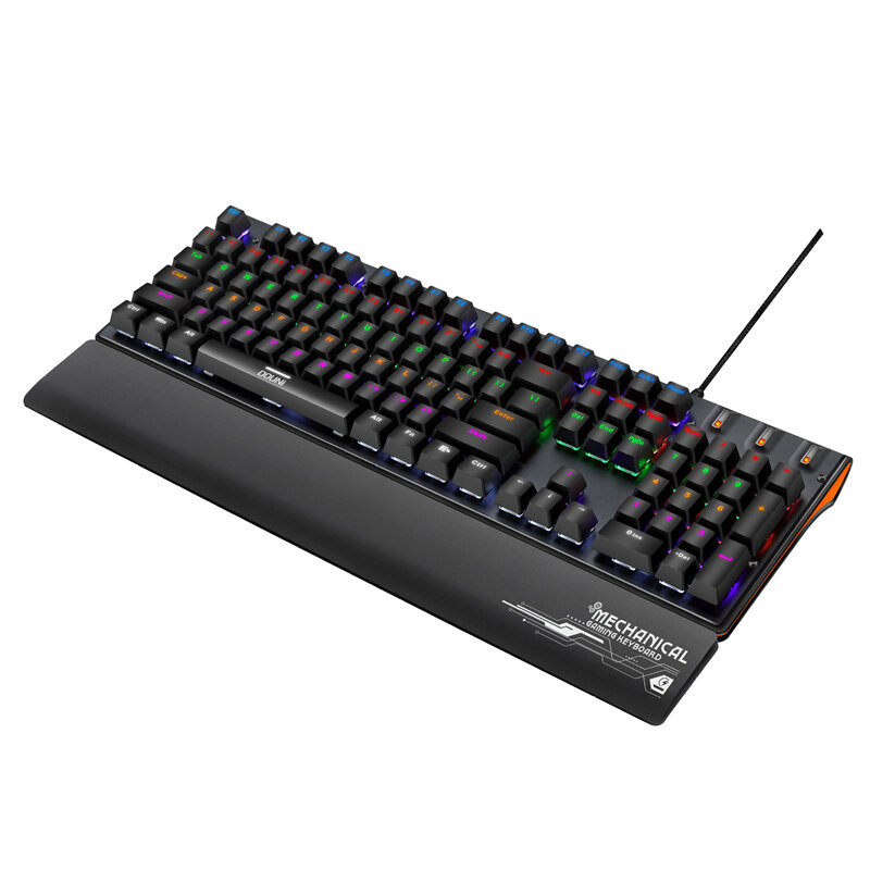 Douni MT809 RGB Wired Mechanical Gaming Keyboard with Detachable Hand Rest 104 Keys Blue Switch Keyboard