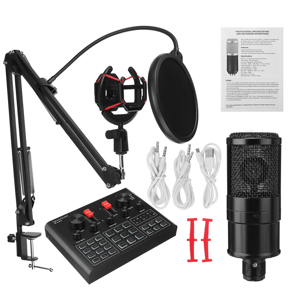 

K16 Condenser Microphone Kit with V9X PRO Sound Card Mic Kit DSP Noise Reduction Karaoke Studio Live Set