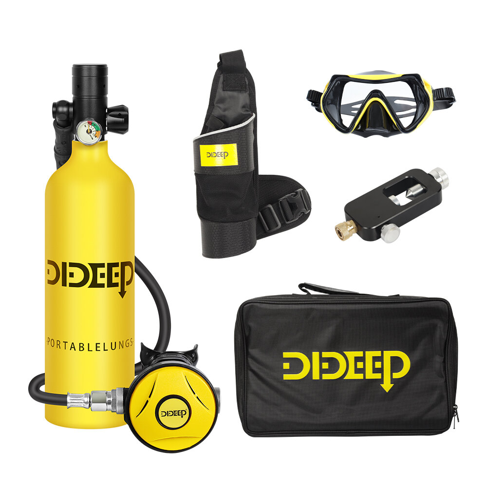 DIDEEP X4000Pro 1L Scuba Diving Tank Snorkel Equipment Leisure Outdoor Swimming Spare Oxygen Portable Capacity Use 10-20